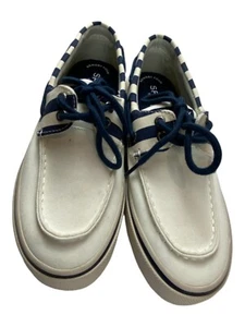 Sperry Top-Sider Leeward White Navy Striped Boat Shoes STS19224 Men Size 7.5 NIB - Picture 1 of 11