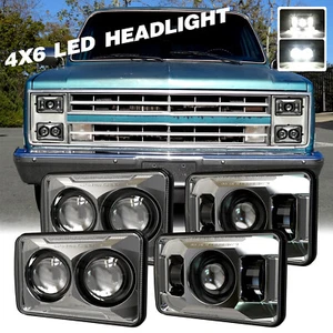 Chrome 4PCS 4x6" LED Headlights Hi/Lo Beam Sealed EMC For Chevy Pickup 1981-1987 - Bild 1 von 12