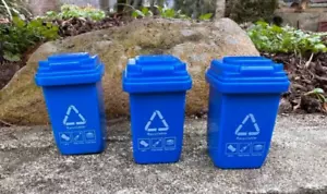 Recycling Bin Miniatures 3 Pack w Opening Lids 1/24 Scale G Scale Diorama Items - Picture 1 of 3