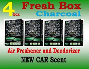 4 pack Treefrog Fresh Box CHARCOAL Deodorizer & Air Freshener- NEW CAR Scent - Bild 1 von 3