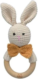 SaRassl Baby Crochet Rattle Rabbit Hare Peter Perfect Newborn Gift Eco-Friendly - Picture 1 of 21