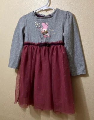 Tu Kids Peppa Pig Girls Long Sleeve Lined Tulle Skirt Dress Size 1.5-2 Years - Image 1 of 4