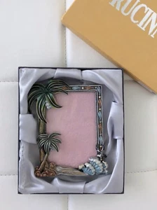 NIB! RUCINNI SWAROVSKI 4"x5.7" Crystal Christmas Gift Picture Photo Frame Silver - Picture 1 of 5