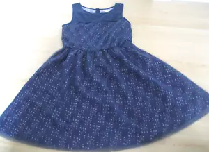 Girls 10 RUBY AND BLOOM Navy Blue Pink Floral TULLE NET Lace OVERLAY DRESS Party - Picture 1 of 10