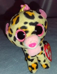 Ty Glitter Beanie Boos LIVVIE Leopard Key Clip Plush Stuffed Animal w/ Tags - Picture 1 of 5