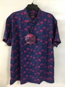 Retro Rifle Rising Palm Hemd Herren 2XL lila Kurzwaffe Allover-Druck Knopfleiste - Bild 1 von 7