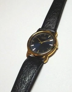 Citizen Cal. #6031 Quartz Dark Blue Dial & Genuine Black Leather Unisex Watch   - Picture 1 of 3