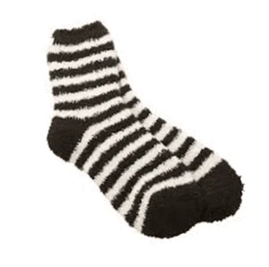 Karen Neuburger Ladies Slipper Socks Striped Black Ivory - NEW - Picture 1 of 1