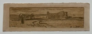 Cottet, Charles	- Deux Chaumieres au gord du Mer- An original signed etching. - Picture 1 of 4