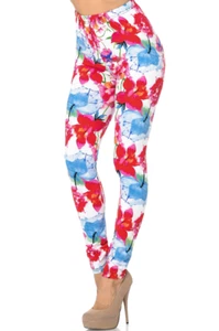 LEGGINGS FÜR ERWACHSENE - butterweich, geblümt Blumenfarbe geplatzt ~ Einheitsgröße - Bild 1 von 8