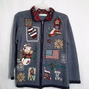 LADIES VICTORIA JONES RABBIT HAIR CHRISTMAS SWEATER SIZE MEDIUM - Picture 1 of 2