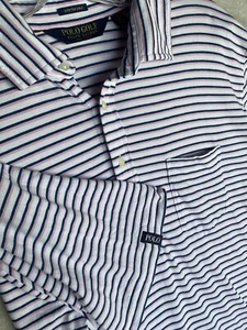 Polo Golf Ralph Lauren Large Striped Pink Blue Short Sleeve Stretch Lisle Shirt - Picture 1 of 11
