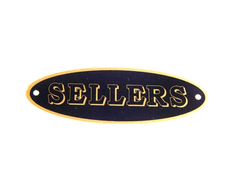 Sellers Cabinet Label Black and Gold Lettering Cover