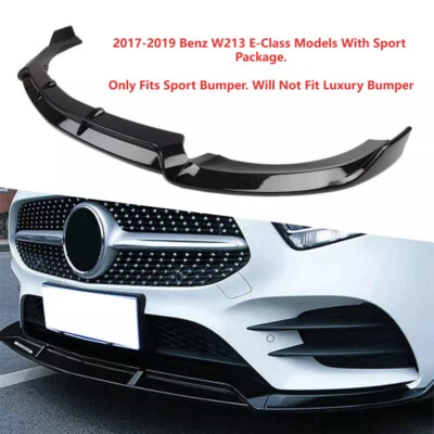 3PC VIP STYLE FRONT BUMPER LIP FOR 17-19 MERCEDES BENZ W213 E-CLASS GLOSS BLACK - Image 1 of 4