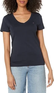 Tommy Hilfiger T-Shirt Women Plus 1X Navy Blue V-Neck Shirt Short Sleeve Tee NWT - Picture 1 of 3