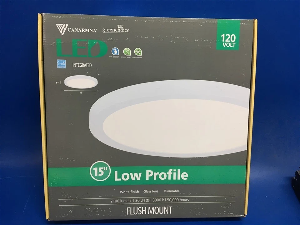 Nuevo Canarmna LED 15" Bajo Perfil Montaje Al Ras Blanco Regulable Lámpara 30 vatios Foto 1 de 3