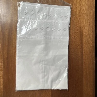 New Embroidered Lace PillowCase White Cotton Sateen Standard Case 2 Pack - Image 1 of 2