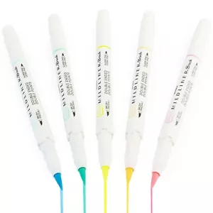 Zebra Mildliner Brush Highlighter Pen - Brush/Marker Nib - Fluorescent Set of 5 - Picture 1 of 3