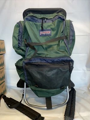 Mochila de Senderismo Verde Vintage Jansport Marco Externo Alas de Cadera Soporte Hecha en EE. UU. Foto 1 de 4