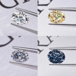 Moissanite sciolta ovale con frecce tagliate colore originale VVS1 artigianale GRA pietra preziosa - Foto 1 di 17