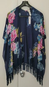 NWT CHICO'S GARDEN PARTY RUANA TOP FLORAL PRINT W LACE S/M MULTI $109.50 - Picture 1 of 10