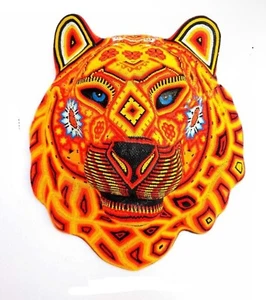 Huichol Art Wall-Mounted Tiger Head | Home Decoration - Picture 1 of 3