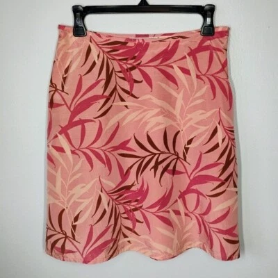 Tommy Bahama Falda de Seda Para Mujer 4 Rosa Tropical Estampado de Palma Playa Coqueta Costera Foto 1 de 4
