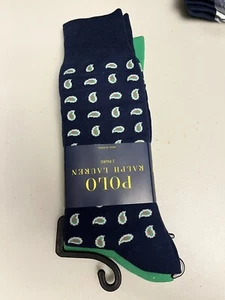 Vintage Polo Ralph Lauren Dress Socks Blue & Green 2 Per Pack From 2012 - Picture 1 of 7