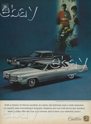 Cadillac 1969 sedán DeVille anuncio Fleetwood Eldorado anuncio de revista vintage Foto 1 de 2