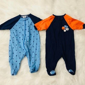 Gerber 2 Pack Zip Up Footie Onesies Sleepers Boys Pajamas Infant Newborn - Picture 1 of 7