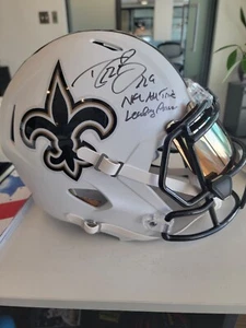 Drew Brees Signed Saints Full Size White Matte Helmet Passing Leader Beckett - Picture 1 of 3