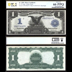 1899 $1 Black Eagle Silver Certificate - Fr. 233 - PCGS 66 EPQ - Picture 1 of 3