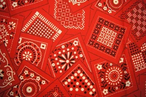 4 Yards Red Bandana Stiff Cotton Blend Fabric 149" X 44" - Picture 1 of 2