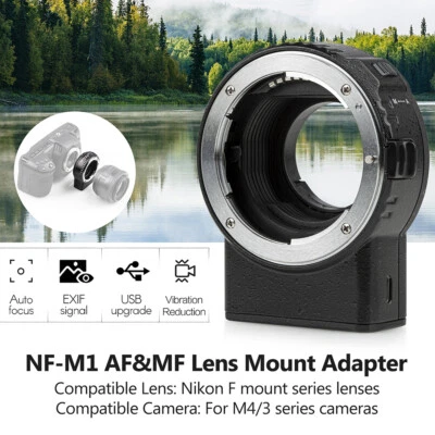 Viltrox NF-M1 Auto Focus Lens Adapter Ring for Nikon F Lens to M4/3 Mount Camera - Image 1 of 4
