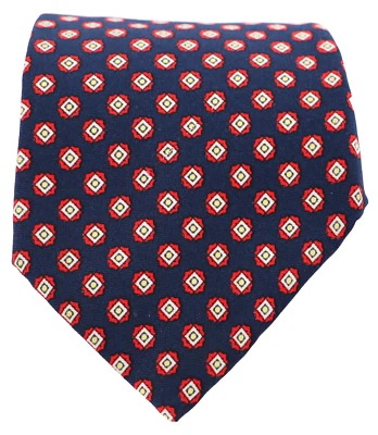 Corbata de sarga de seda vintage Marshall Fields para hombre foulard azul marino rojo amarillo 57x3,5 Foto 1 de 3