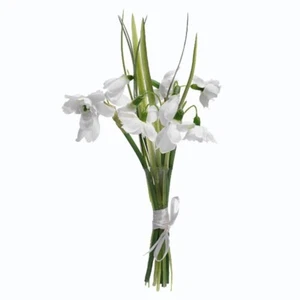 Feder Schneeglöckchen 5 Stängel Konvolut Kunstseide 23 cm/9 Zoll hoch - Bild 1 von 1
