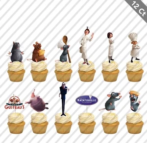 12 Ratatouille Remy Chef Cupcake Topper Favor Party Birthday Linguini Gusteau - Picture 1 of 1