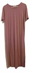 Zenana Maxi Dress LARGE Soft plum Short Sleeves Stretchy Material Beach Cover Up - Picture 1 of 5