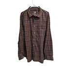 The North Face Men’s Brown Blue Check Button Up Long Sleeve Shirt Size X-Large