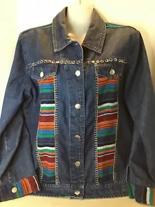 Keren Hart Denim Baumwolljacke Damen Südweststreifen Design Größe Large - Bild 1 von 7
