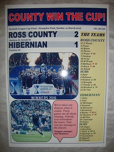 Ross County 2 Hibernian 1 - finale Coppa di Lega Scozzese 2016 - stampa ricordo - Foto 1 di 1