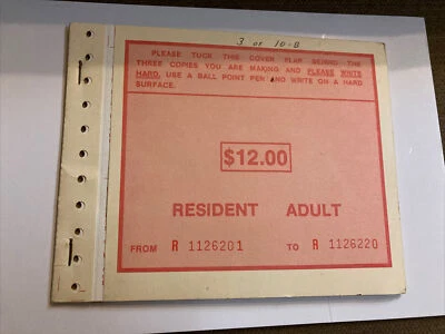 Libro completo con licencia de pesca en papel no emitida para adultos residentes de Pennsylvania 1986 Foto 1 de 4