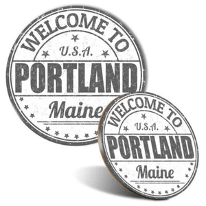 Maus Matte & Untersetzer Set - BW - Welcome To Portland Maine USA #40547 - Bild 1 von 8