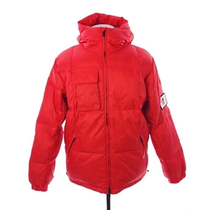 Eddie Bauer Expedition einfarbig rot Daunen gefütterte Kapuzenjacke mit durchgehendem Reißverschluss Herren Medium - Bild 1 von 13