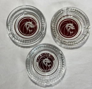 MGM GRAND HOTEL LAS VEGAS LION CENICERO VINTAGE RARO VIDRIO COLECCIONABLE LOTE DE 3 - Imagen 1 de 16