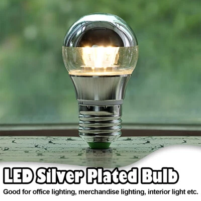 LED Mirror Bulb E27 E14 Half Silver Filament 5W 7W 9W lamp Mini glass decoration - Image 1 of 4