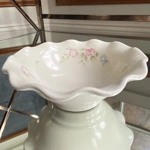 Pfaltzgraff TEA ROSE Fluted Rim Stoneware Floral Footed Base Soup Cereal Bowl - Picture 1 of 5