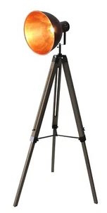 Stativ Retro Stehleuchte Dreibein Studiolampe Spot Schwarz/Gold 95-143cm 605455 - Bild 1 von 5
