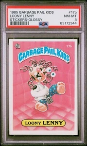 1985 Topps Garbage Pail Kinder OS1 Serie 1 Loony Lenny #17b GLÄNZEND PSA 8 NM-MT - Bild 1 von 2