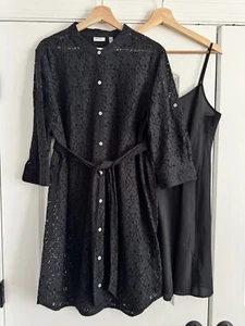 DKNY C Dress Lace Set Of 2 Black L Button Up - Picture 1 of 13